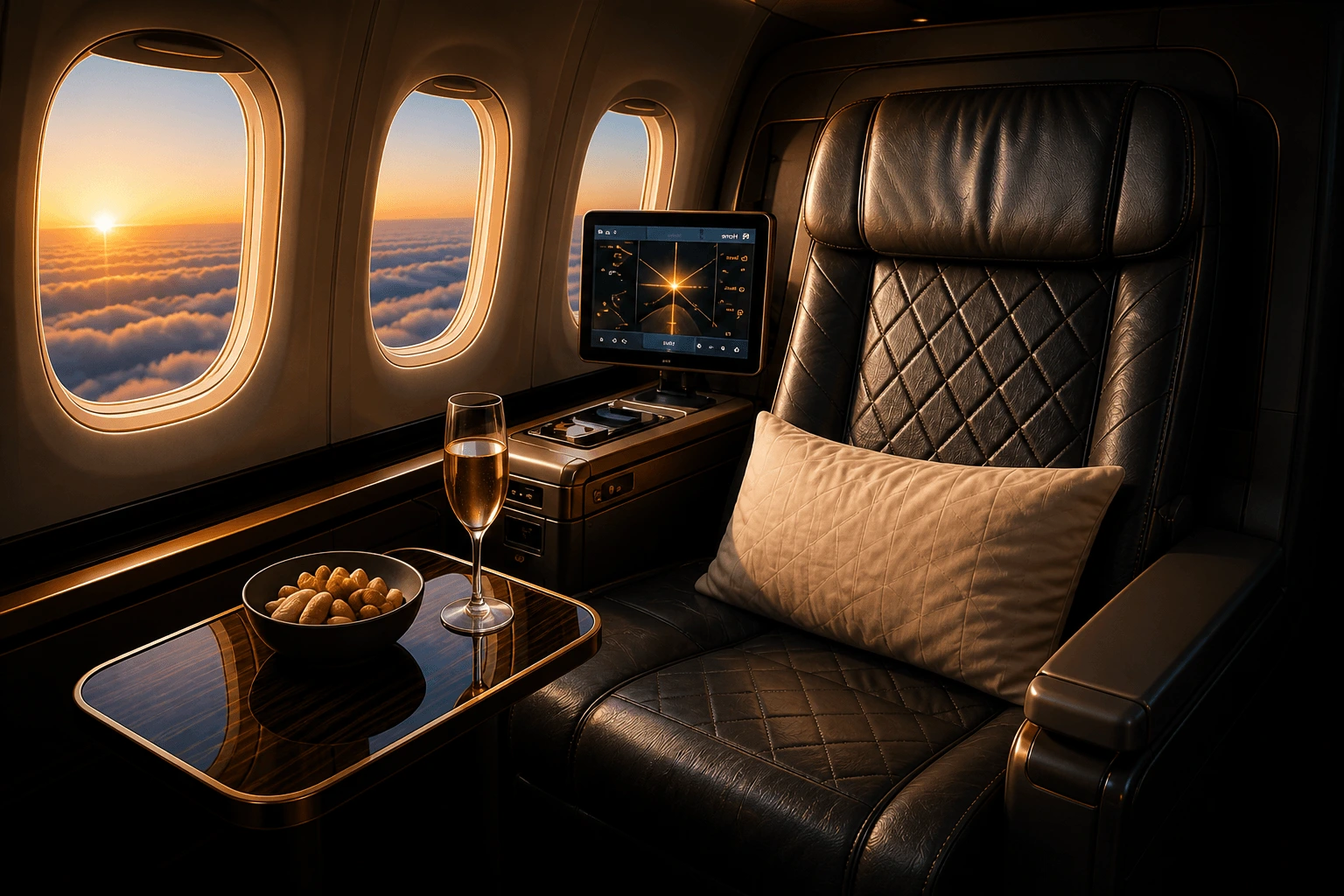 Premium business class cabin interior